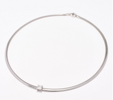 Diamonique Sterling Silver Italia Princess-Cut Omega Chain Necklace